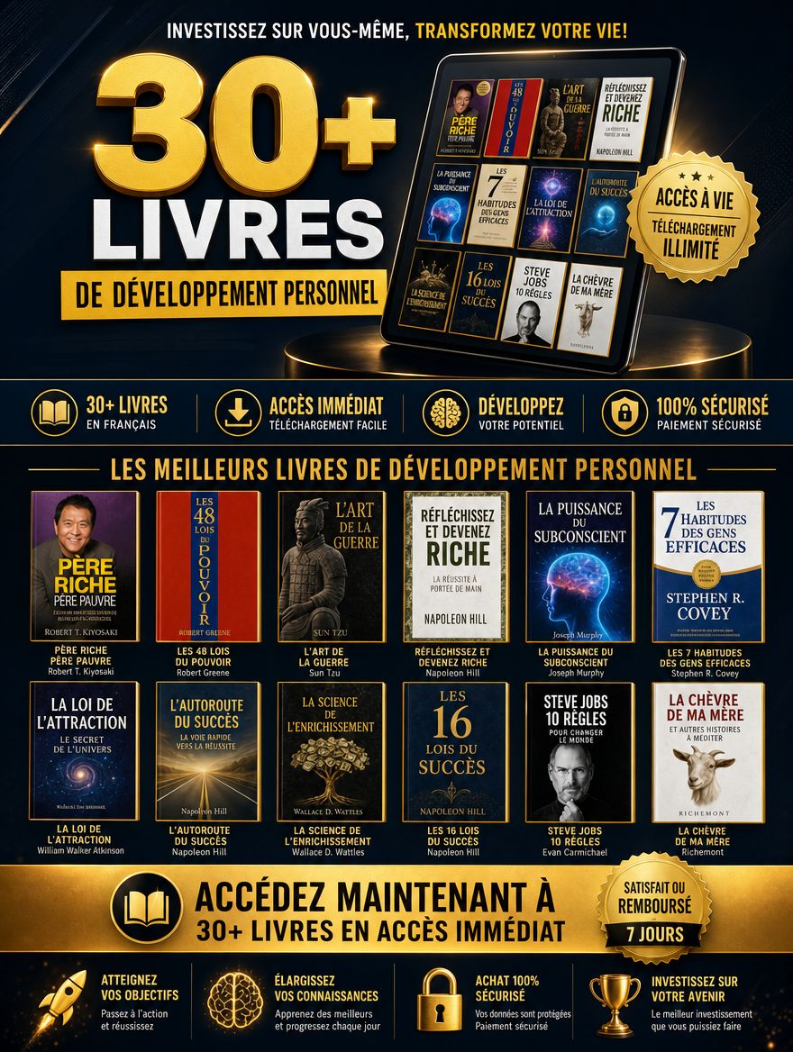 "30 livres que les millionnaires lisent. Toi tu peux les avoir ce soir