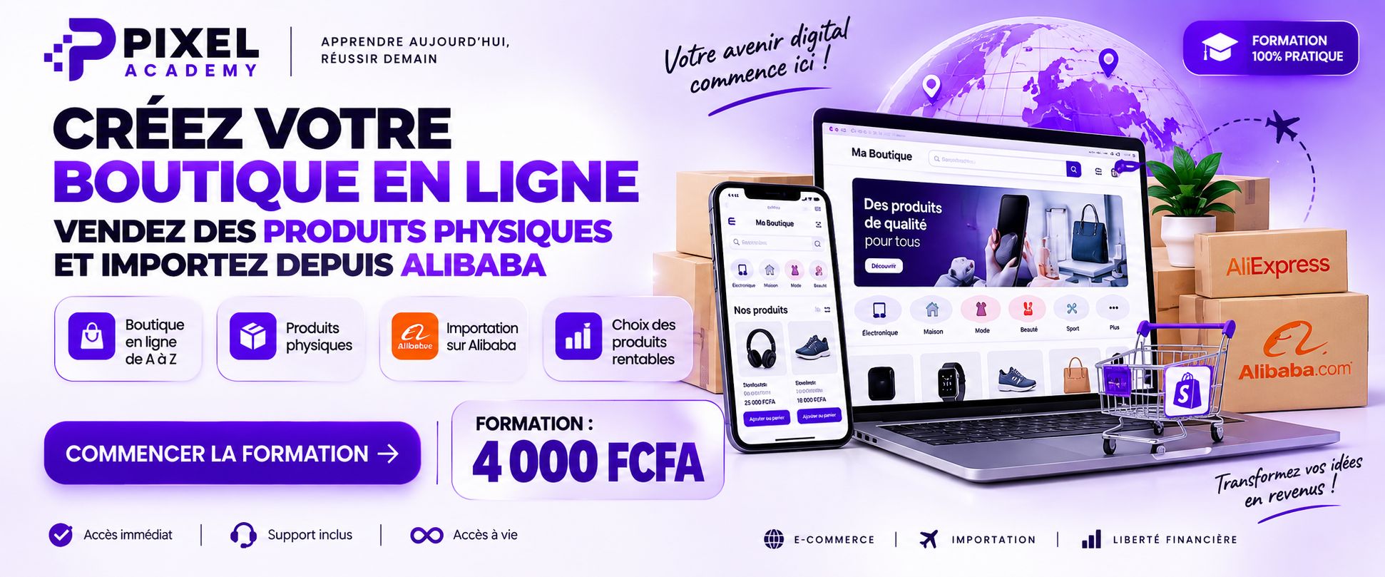 OBTIENS TA BOUTIQUE EN 20 MIN POUR AUTOMATISER TES VENTES et importer depuis Alibaba.