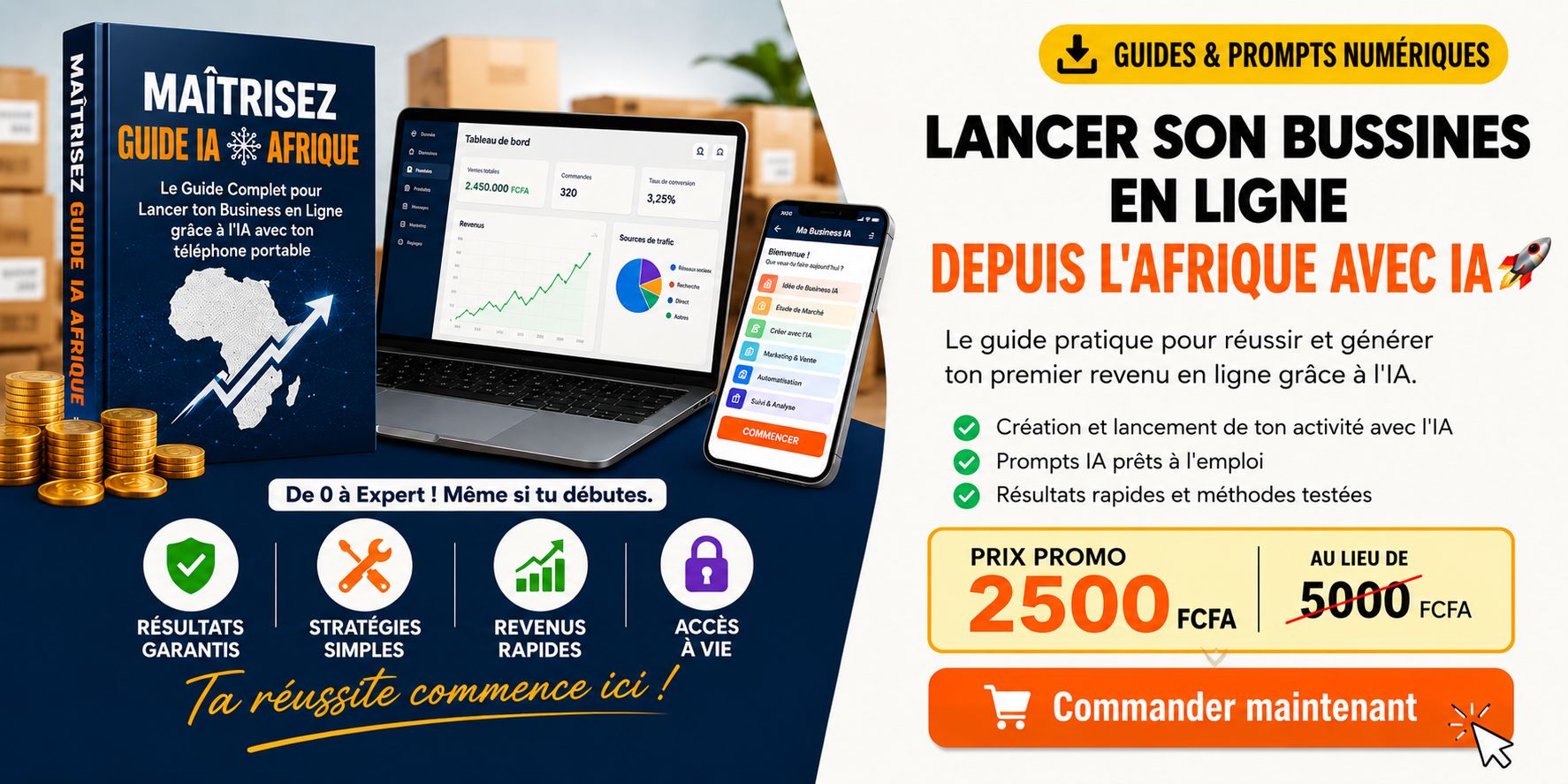 Business IA Afrique : Lance ton 1er Revenu en Ligne en 30 Jours (Sans Argent, Sans Expérience)