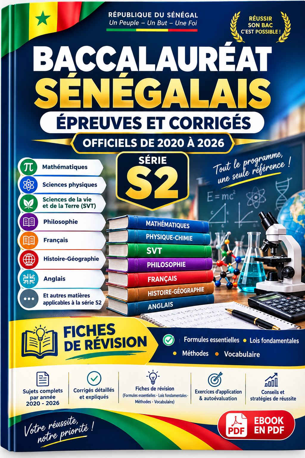 Baccalauréat Sénégalais — Série S2/ Quelques Épreuves et Corrigés 2020 – 2026 + Fiches de révision
