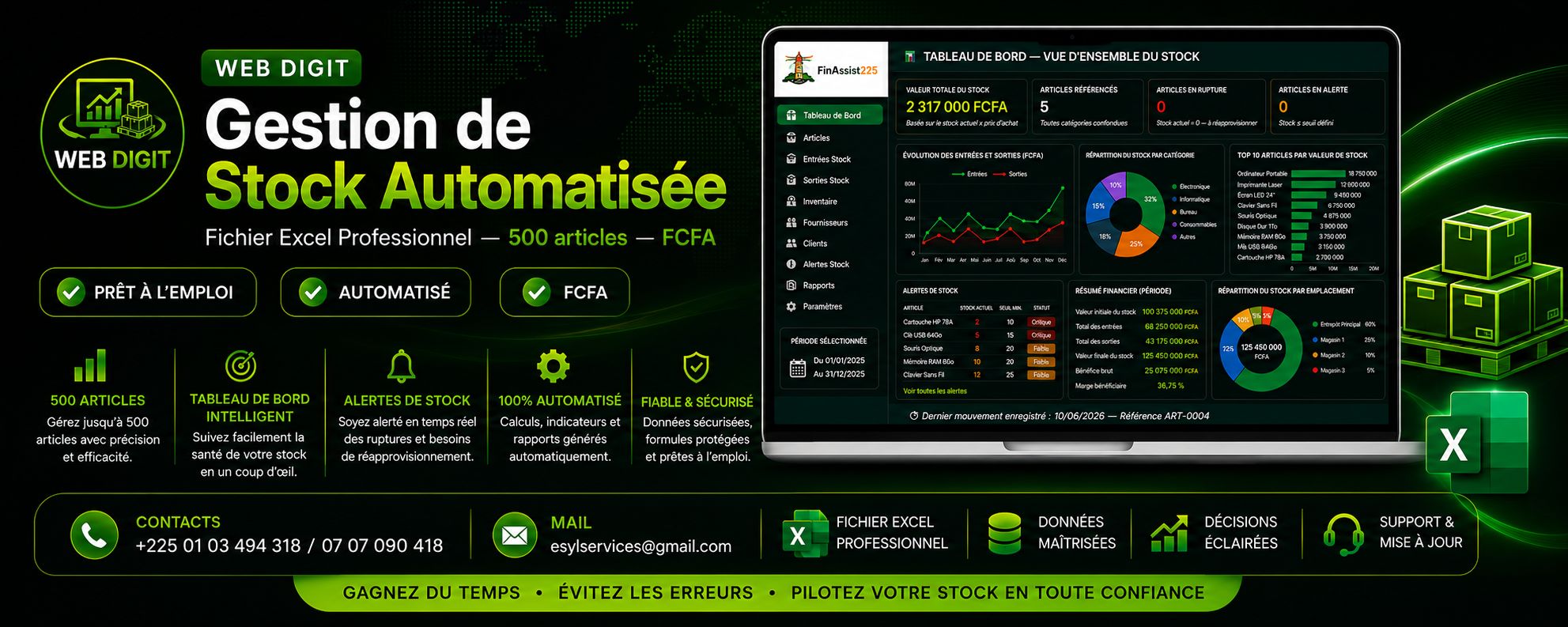 Gestion de Stock Automatisée — Fichier Excel Professionnel pour TPE/PME