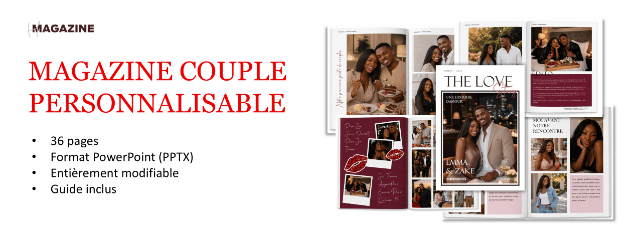 Template magazine de couple personnalisable