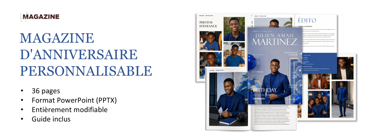 Template de magazine d’anniversaire personnalisable