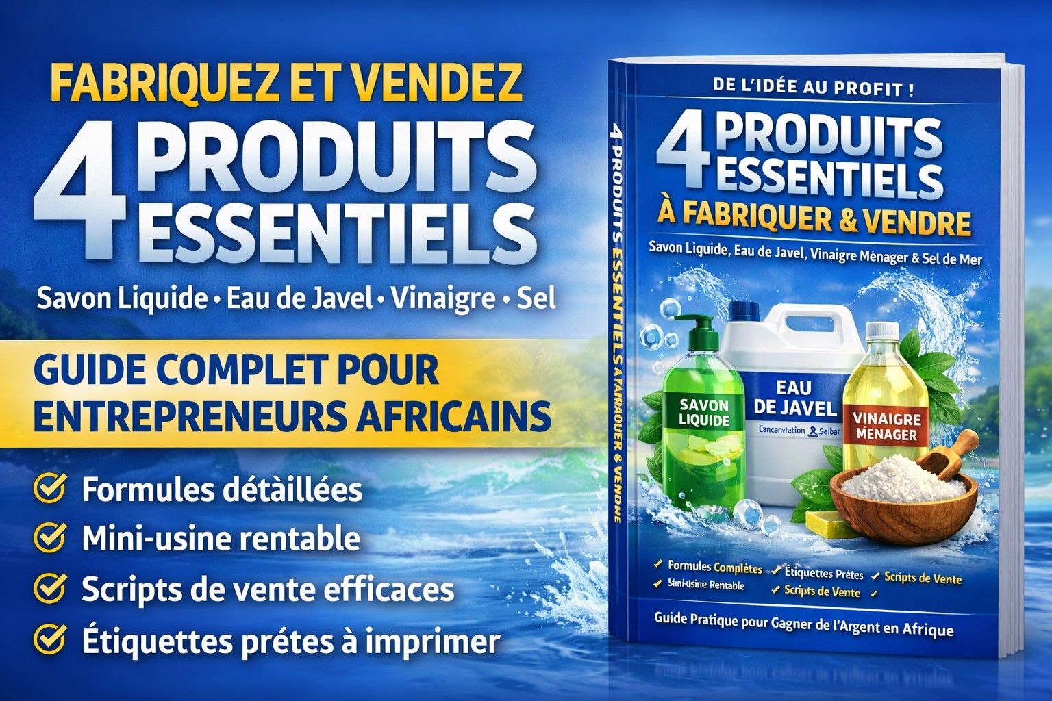 FABRIQUER & COMMERCIALISER SON PROPRE SAVON LIQUIDE, EAU DE JAVEL, VINAIGRE & SEL DE MER (2025)