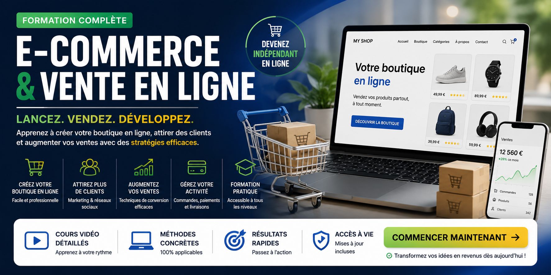 Maîtrisez le Commerce Digital: Cours Intensif de Vente en Ligne