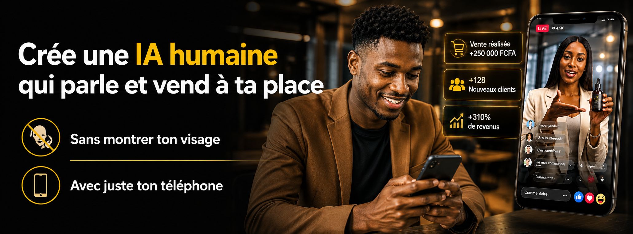 Crée une IA humaine qui parle et vend à ta place