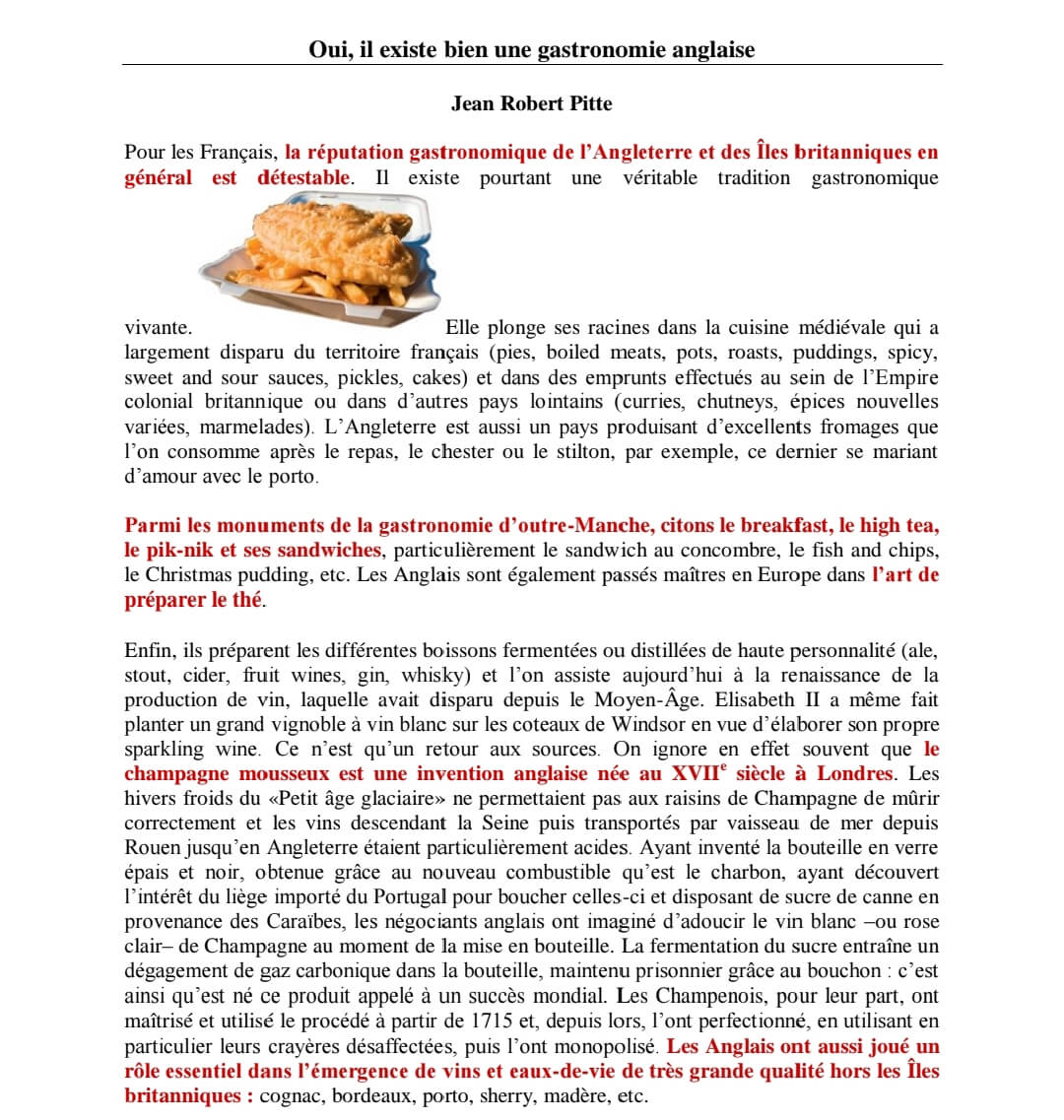 La gastronomie anglaise
