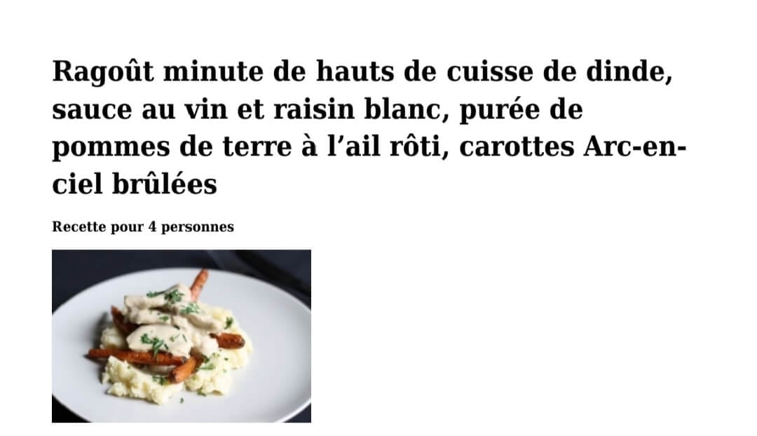 Ragoût Minute de Dinde à la Française