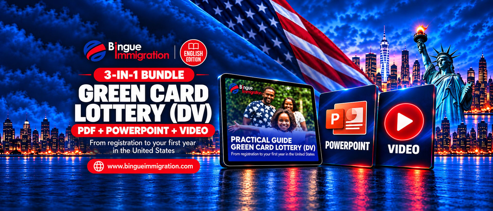 Green Card Lottery (DV) 3-in-1 Pack: PDF Guide + Video + Presentation