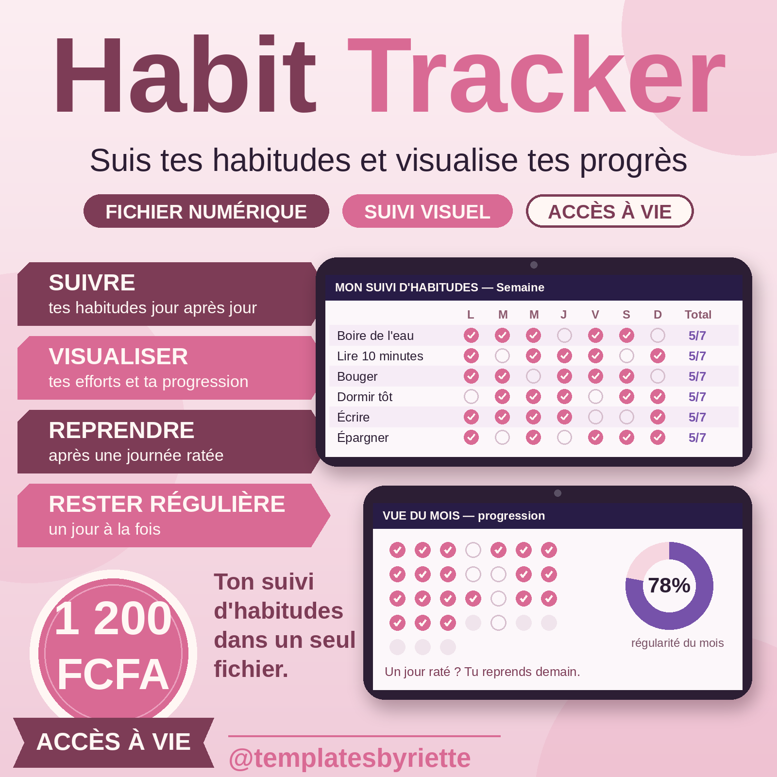 HABITS TRACKER: UN fichier pour suivre tes habitudes au quotidien .