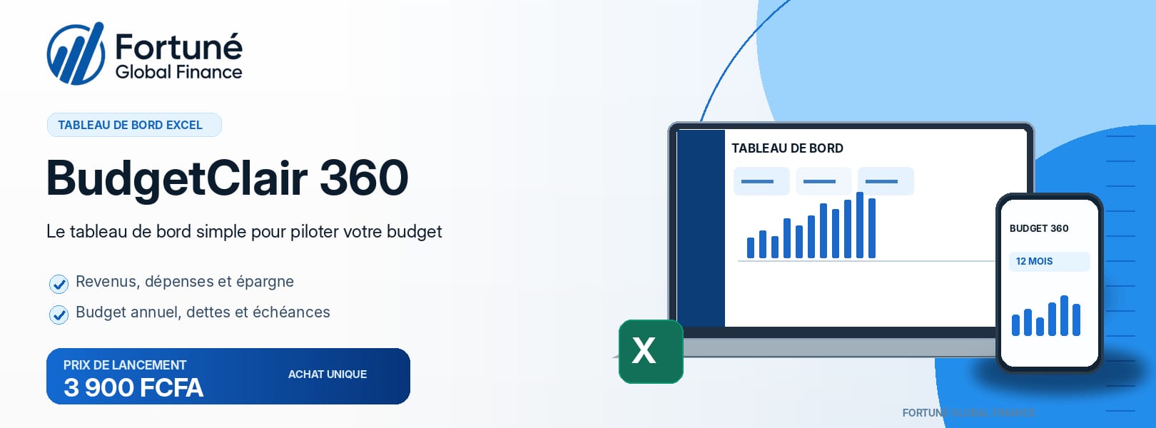 BudgetClair 360 — Tableau de bord Excel pour gérer son budget