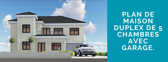 Plan de maison duplex de 5 chambres avec garage.