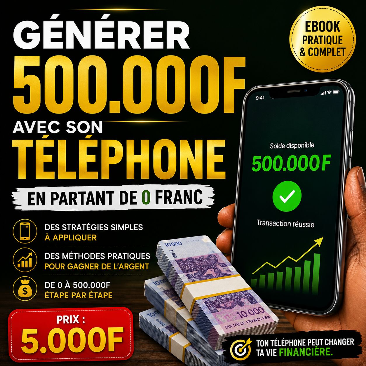 Générez 500.000 F avec votre téléphone en partant de 0 franc
