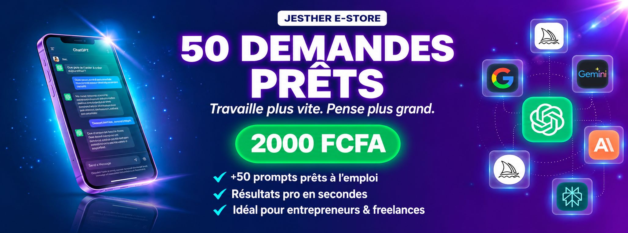 50 prompts pour créer du contenu, automatiser ton business digital et vendre 3 fois +plus qu'à avant