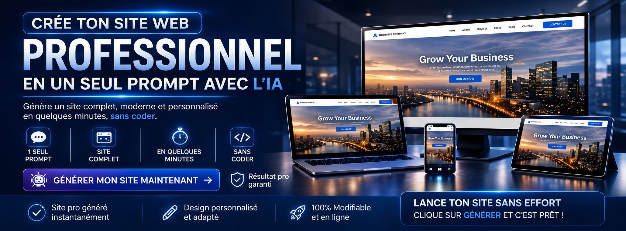 Crée ton site web en un seul clic, sans coder, sans développeur et sans perdre des semaines 🌐📝