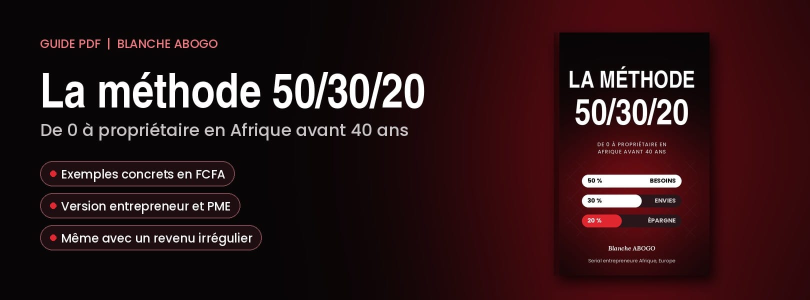 Méthode 50/30/20 : épargne 5 000 F + Suivi financier excel