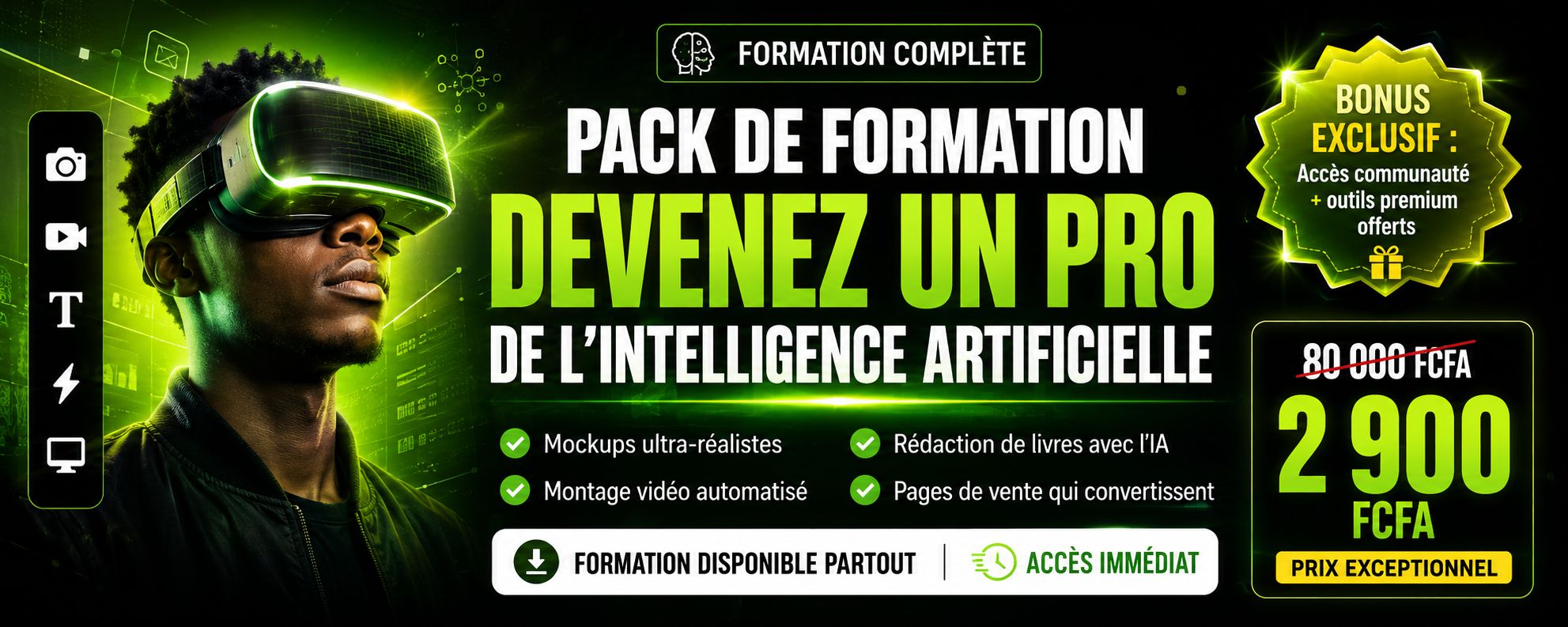 Devenez un Pro de l'Intelligence Artificielle™ : Pack de 10 formations, +15 vidéos accessible à vie