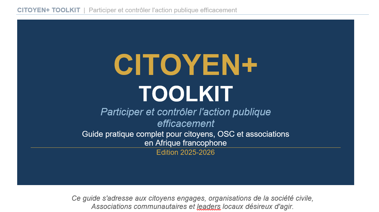 Citoyen+ Toolkit – Participer et contrôler l’action publique efficacement