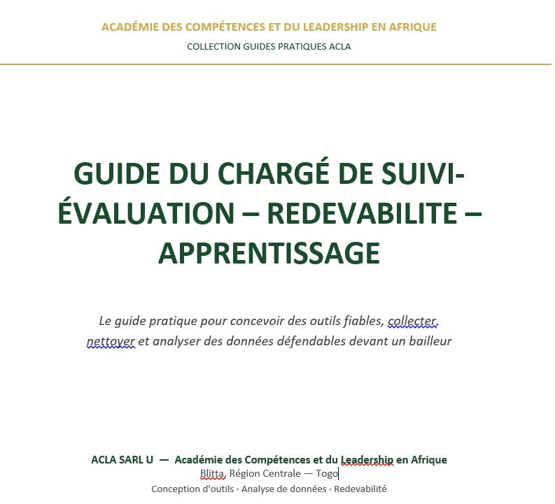 Guide du chargé de suivi évaluation apprentissage