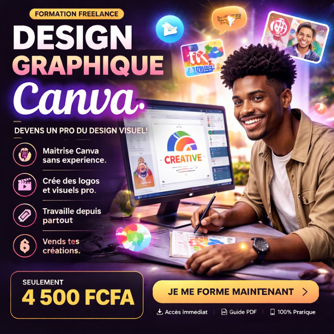Deviens Designer Graphique et Gagne +100K FCFA/mois depuis ton téléphone