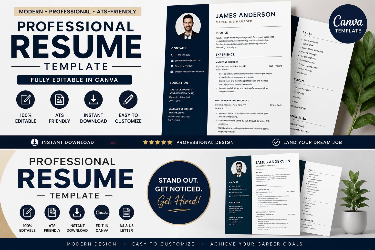Professional CV Templates – Modern, Elegant & Fully Editable/English