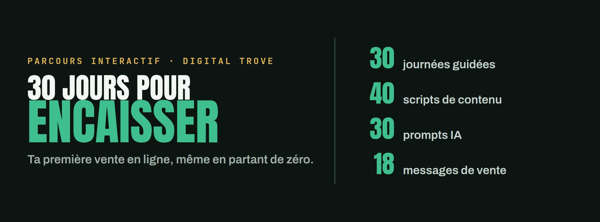 30 Jours Pour Encaisser : Ta première vente en ligne, même en partant de zéro