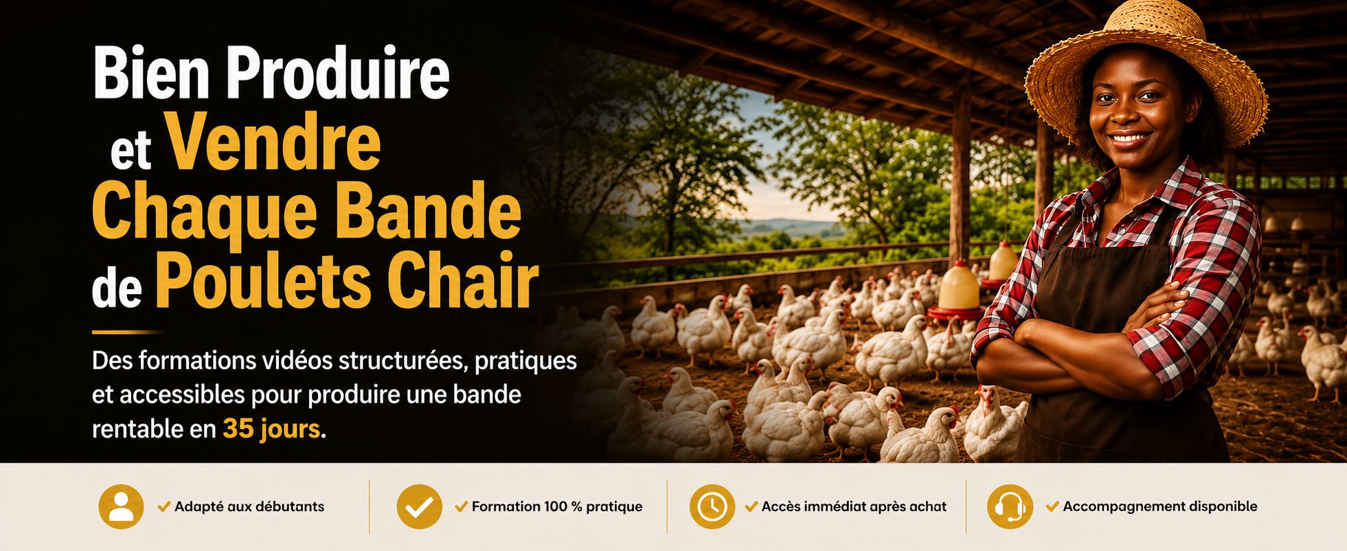 Comment bien produire et vendre chaque bande de poulet chair en seulement 35 jours