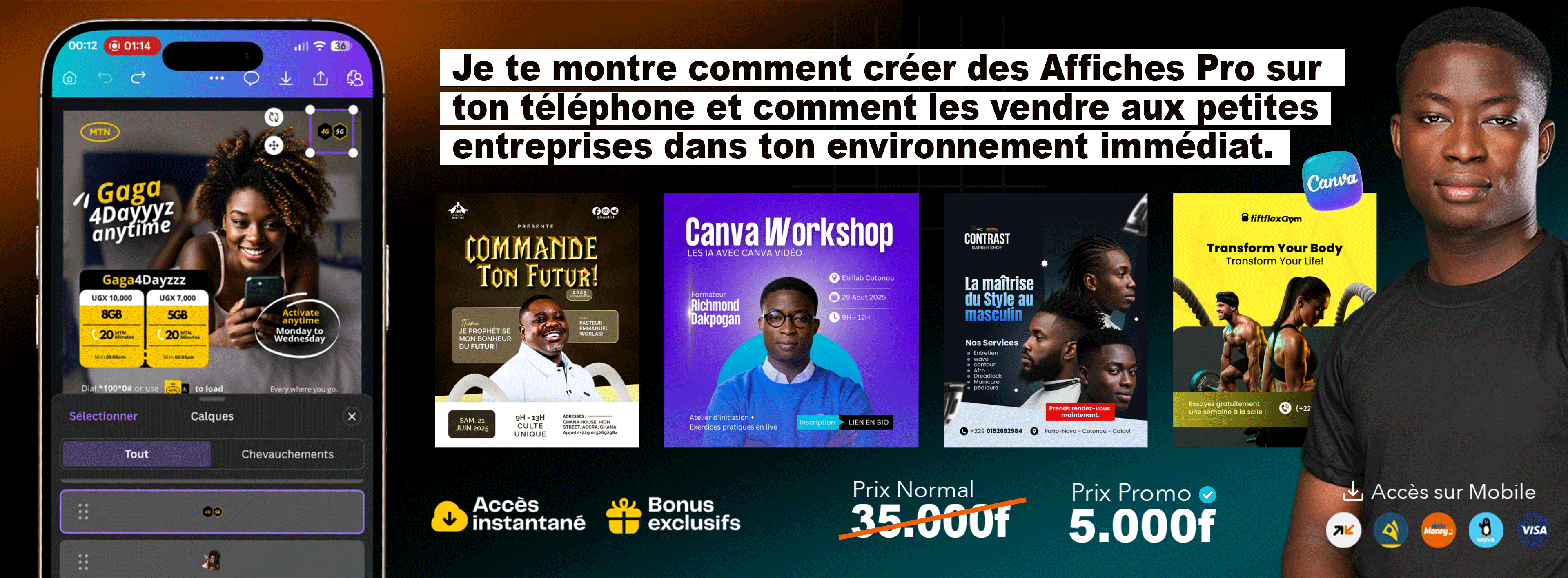 Créez des Affiches PRO en 30 Min/Jours sur avec Canva Mobile !