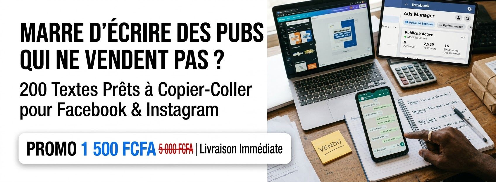 Pack textes Publicitaires méta e-commerçant