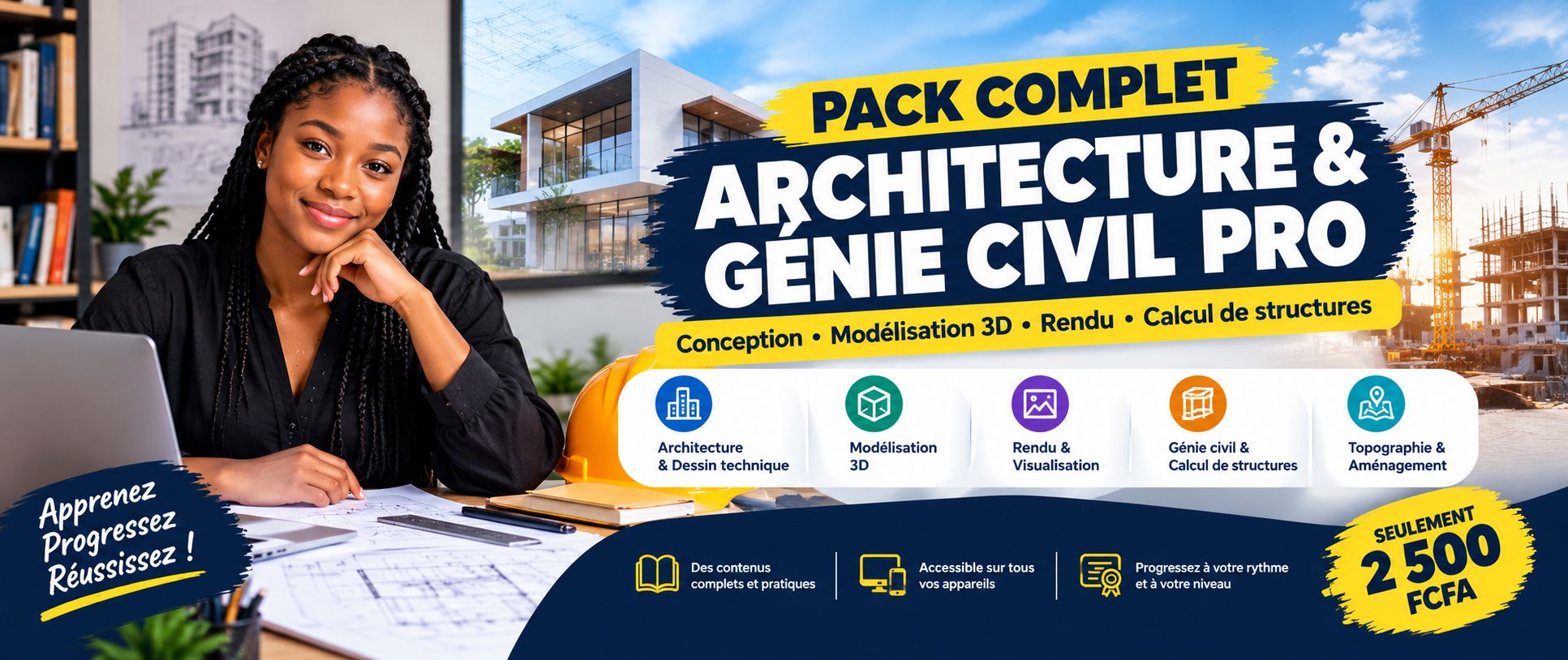 PACK ARCHITECTURE & GÉNIE CIVIL PRO • Conception • Modélisation 3D • Rendu • Calcul de structures