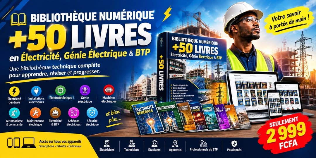 Bibliothèque Numérique +50 Livres en Électricité, Génie Électrique & BTP