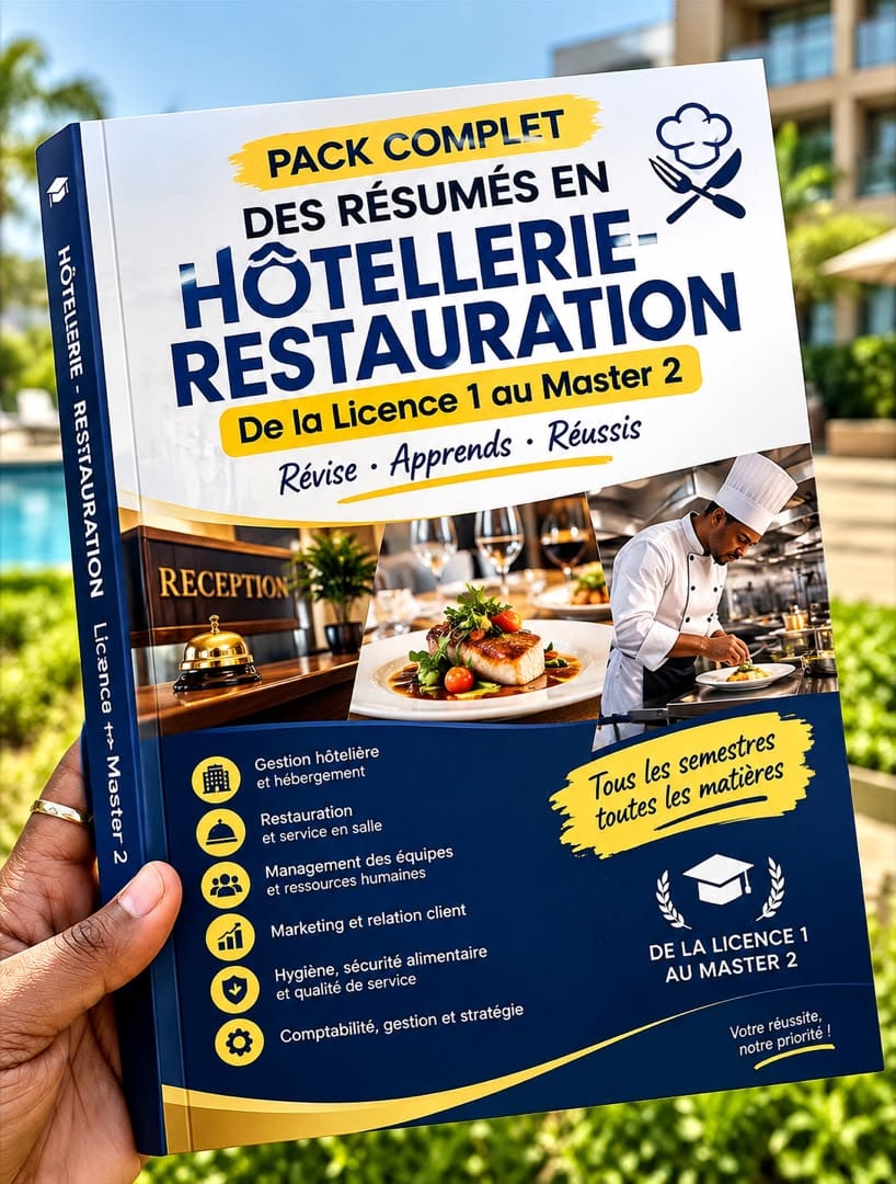 PACK COMPLET DE RÉSUMÉS EN HÔTELLERIE-RESTAURATION — DE LA LICENCE 1 AU MASTER 2