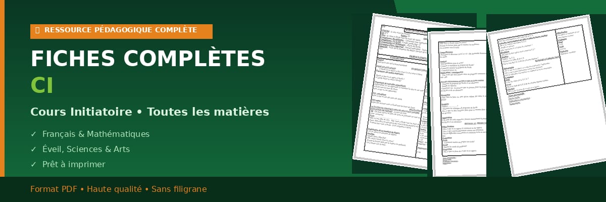 FICHES DE PRÉPARATION CI-COMPLET