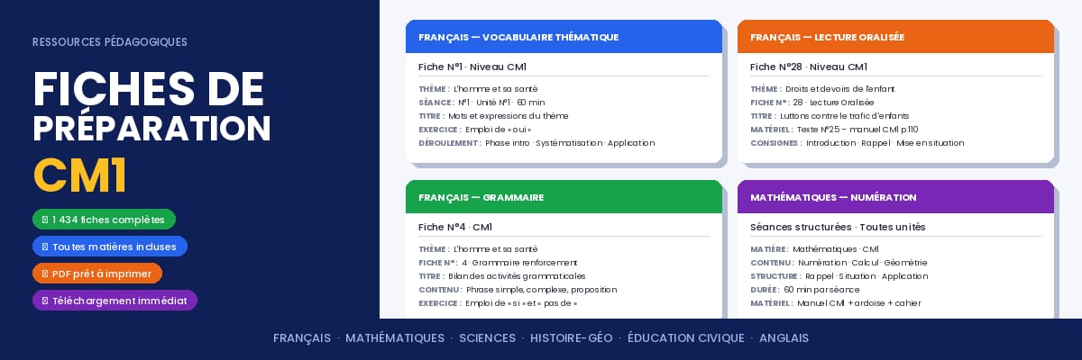 FICHES DE PRÉPARATION CM1-COMPLET