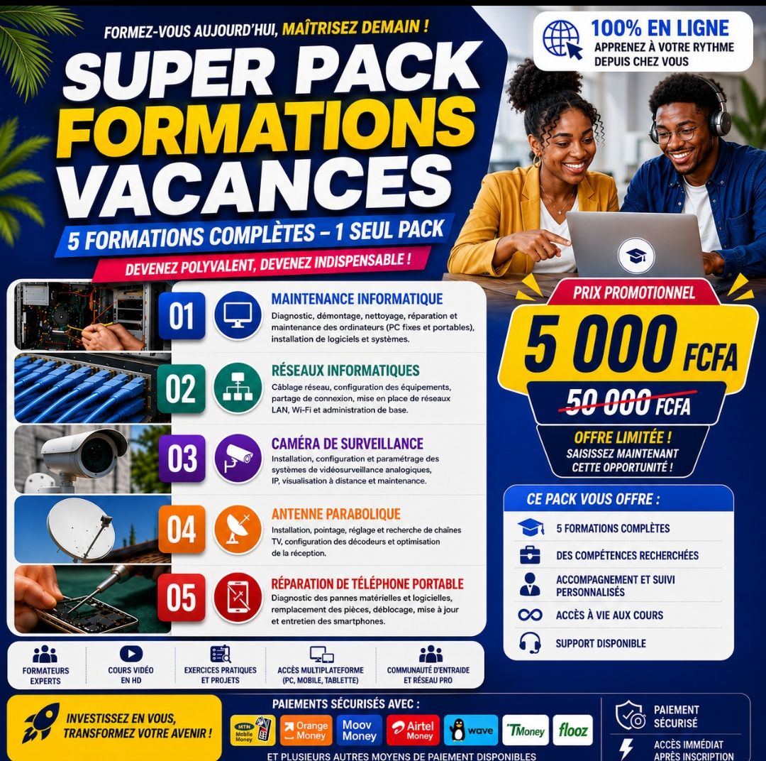SUPER PACK 05 FORMATIONS VIDEOS PRATIQUES POUR LES VACANCES