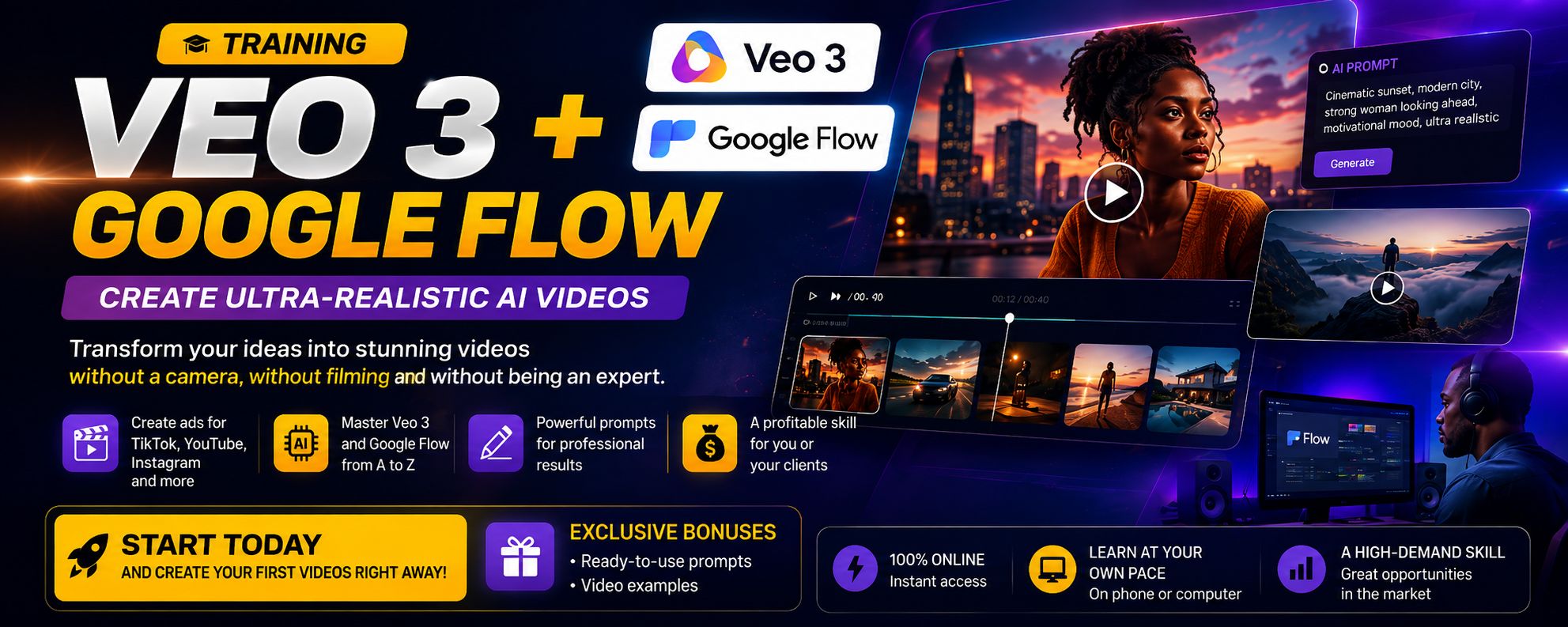 🎬 Create Ultra-Realistic AI Videos with Veo 3 + Google Flow — Even If You're Starting from Scratch!