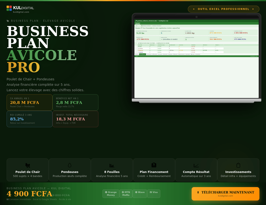 Business plan pour poulet de chair et pondeuse