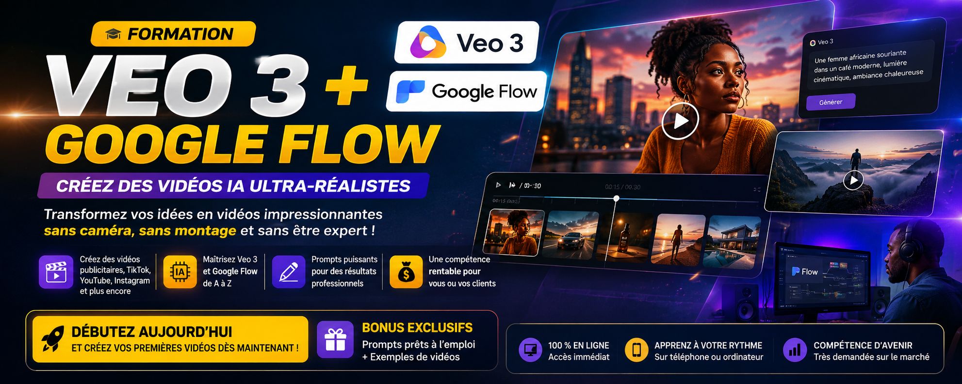 🎬 Créez des Vidéos IA Ultra-Réalistes avec Veo 3 + Google Flow — Même en Partant de Zéro !