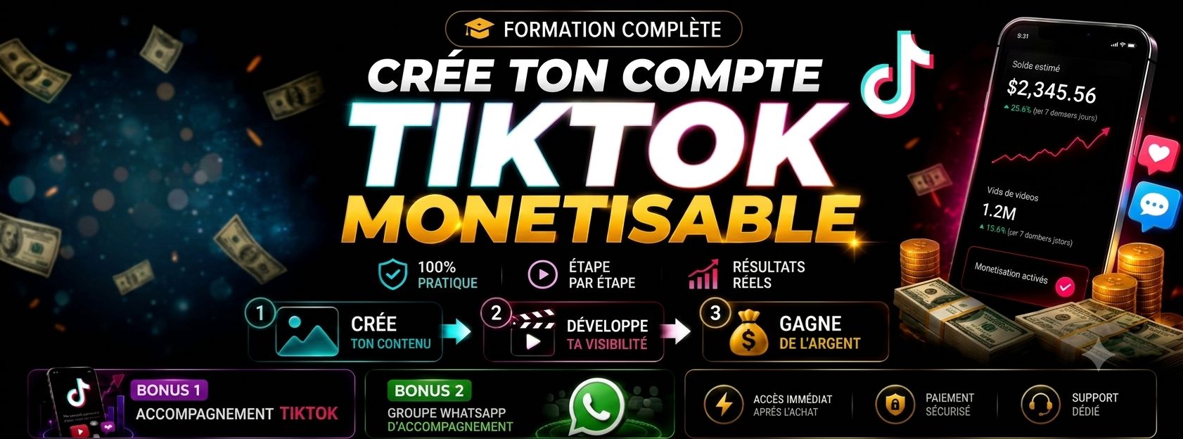 FORMATION CREATION DE COMPTE TIKTOK MONÉTISABLE