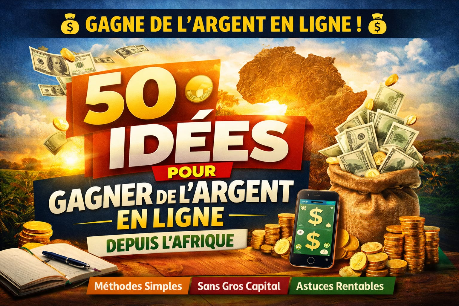 50 Idées pour gagner de l'argent en ligne depuis l'Afrique