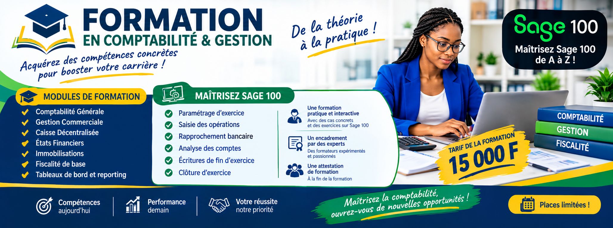 FORMATION PRATIQUE EN COMPTABILITÉ, GESTION, PAIE & SAGE 100 — PASSEZ DE LA THÉORIE À LA MAÎTRISE !