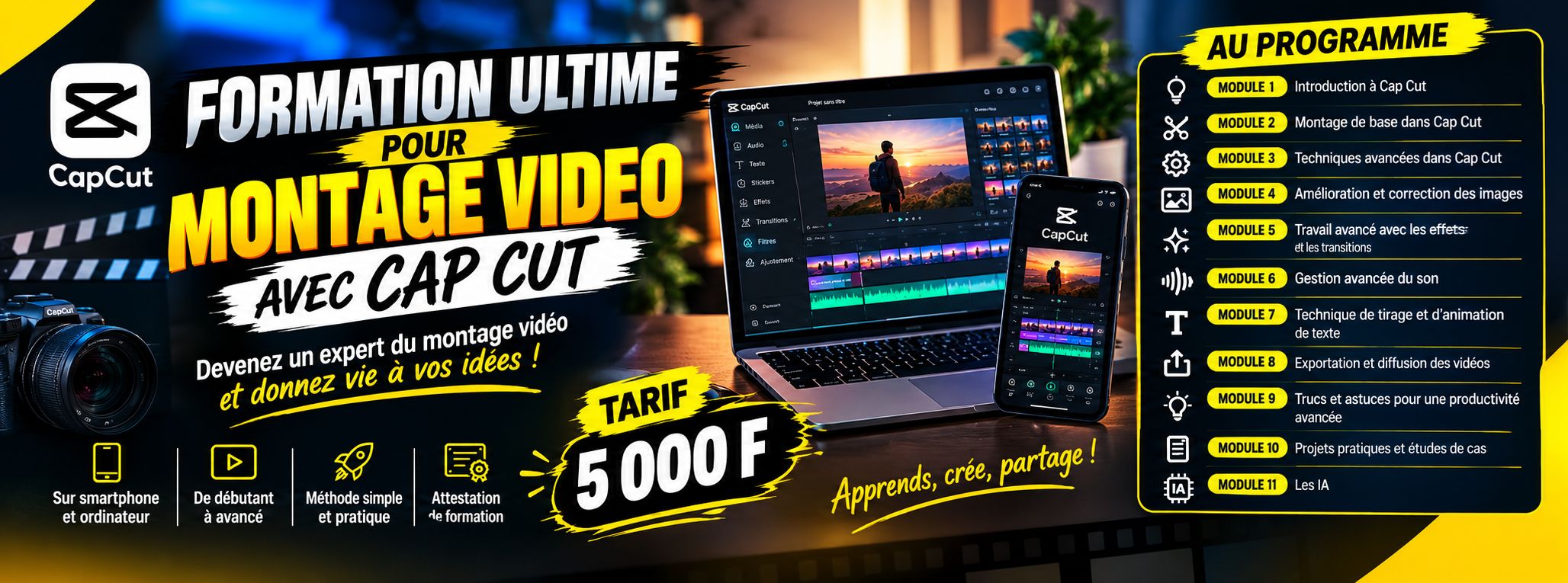 FORMATION ULTIME EN MONTAGE VIDÉO AVEC CAPCUT – DEVENEZ UN EXPERT DE LA CRÉATION VIDÉO !