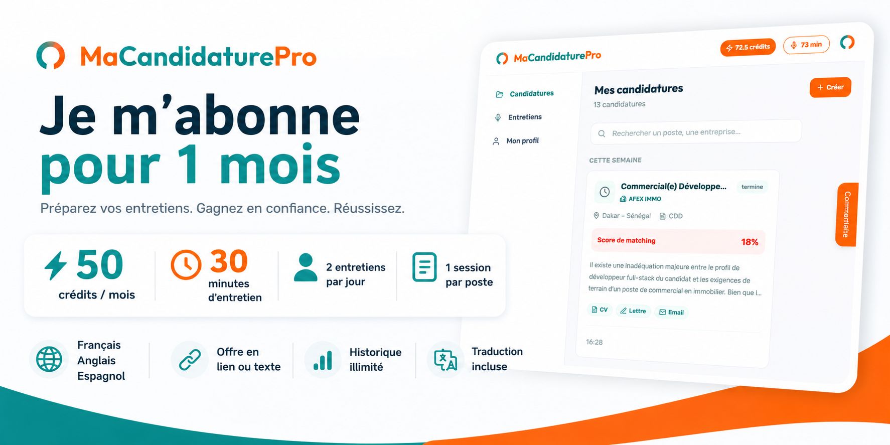 Je m'abonne pour 1 mois