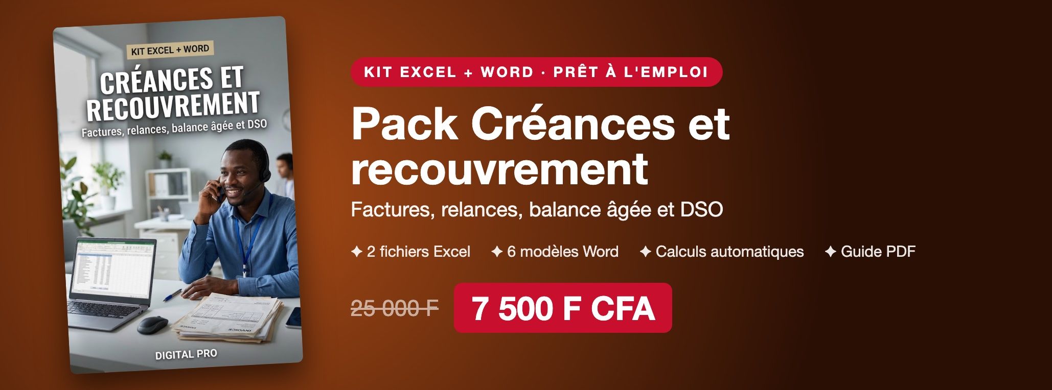 Pack Créances et recouvrement : factures, relances, balance âgée et DSO sur Excel
