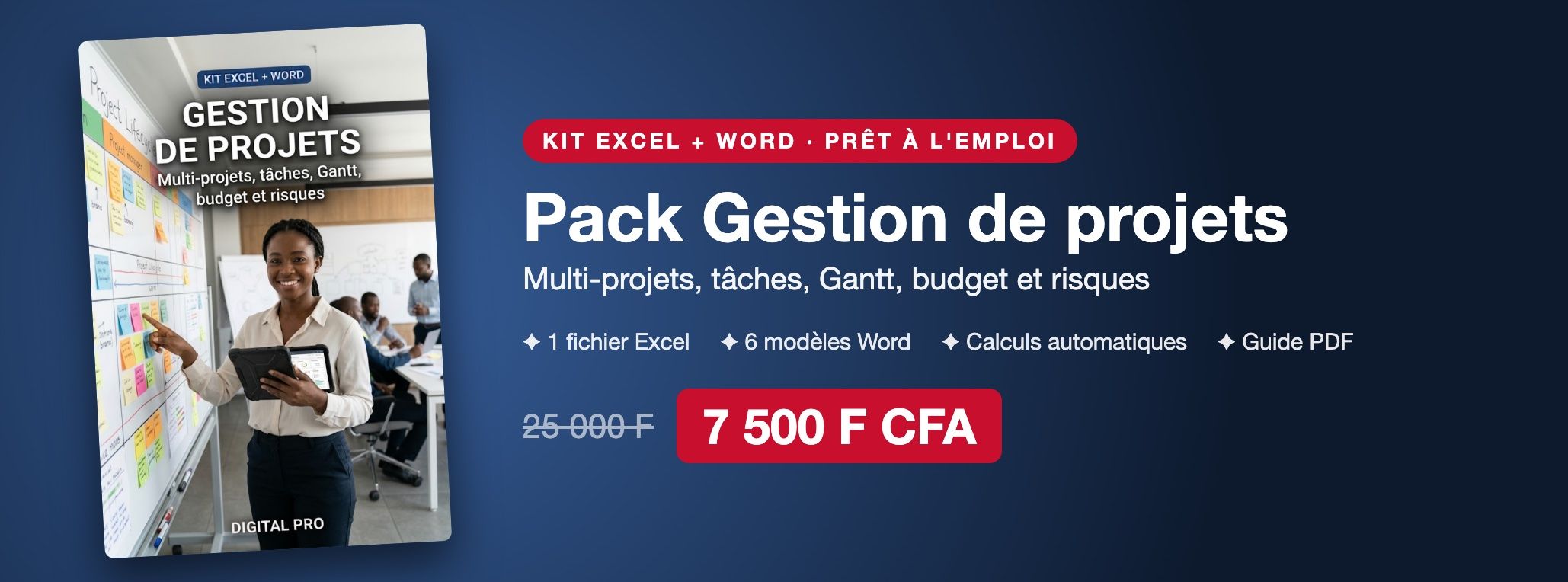 Pack Gestion de projets : multi-projets, tâches, Gantt, budget et risques sur Excel