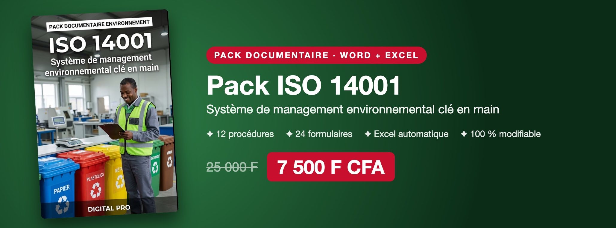 Pack ISO 14001 : système de management environnemental clé en main, procédures, formulaires et Excel