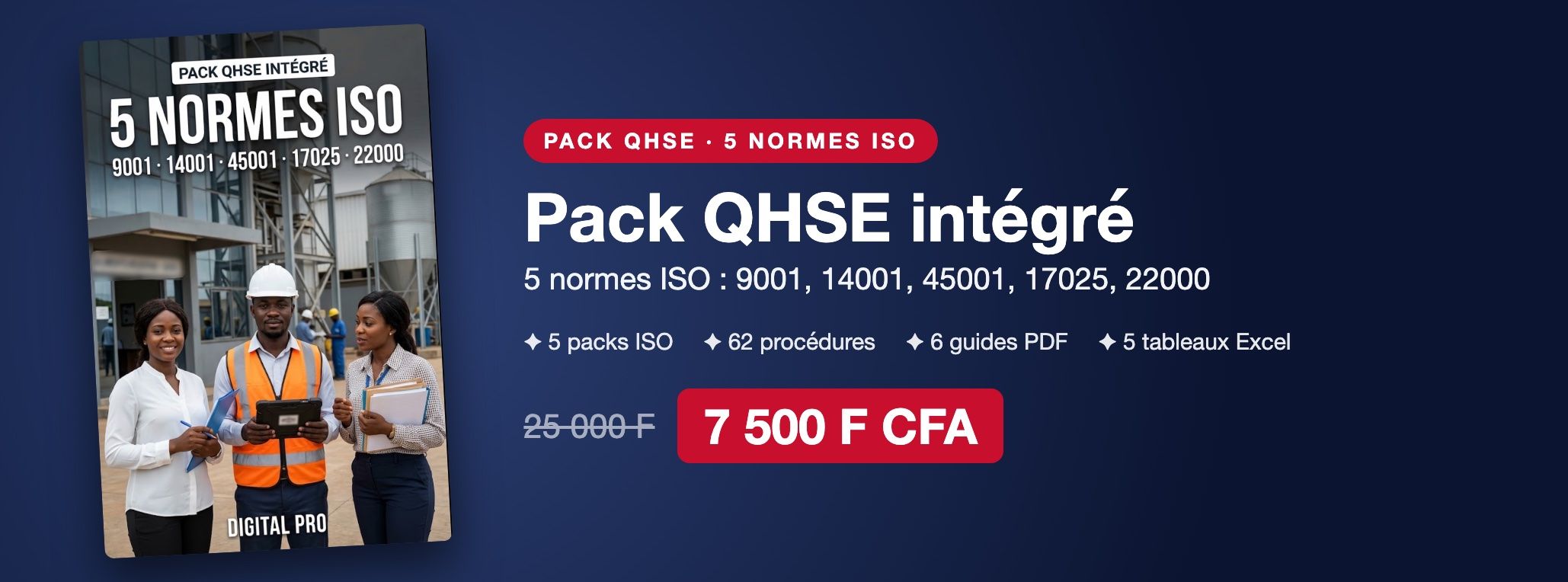 Pack QHSE intégré : 5 normes ISO (9001, 14001, 45001, 17025, 22000), Word et Excel