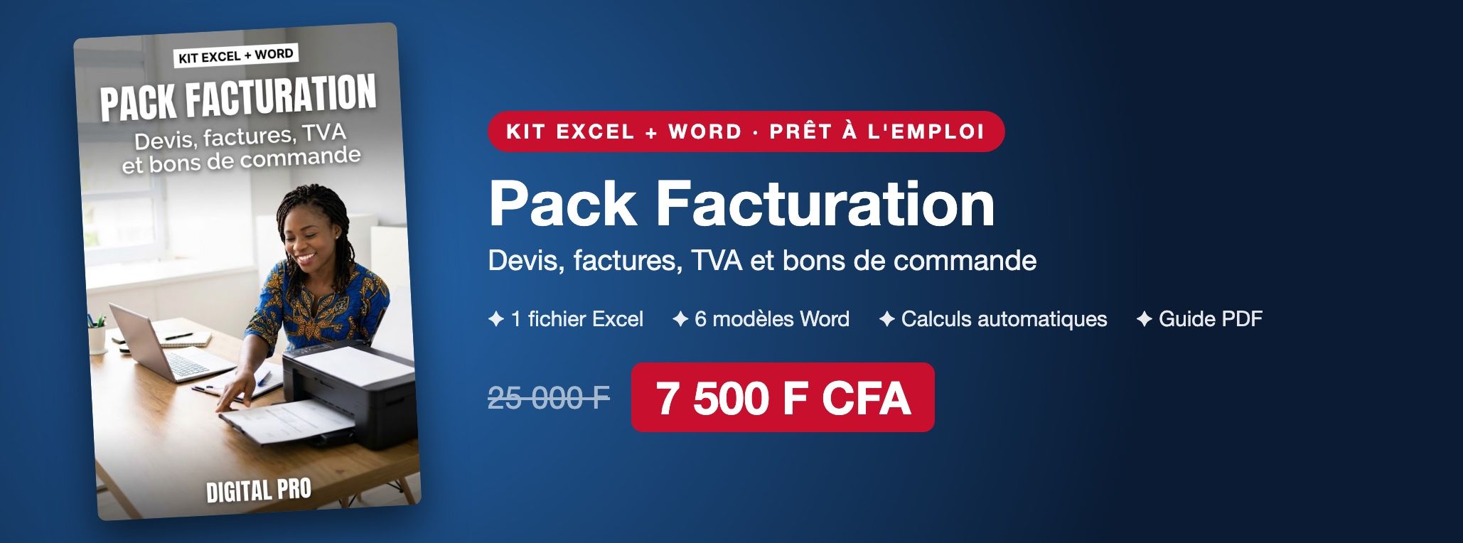 Pack Facturation : devis, factures, TVA et bons de commande sur Excel