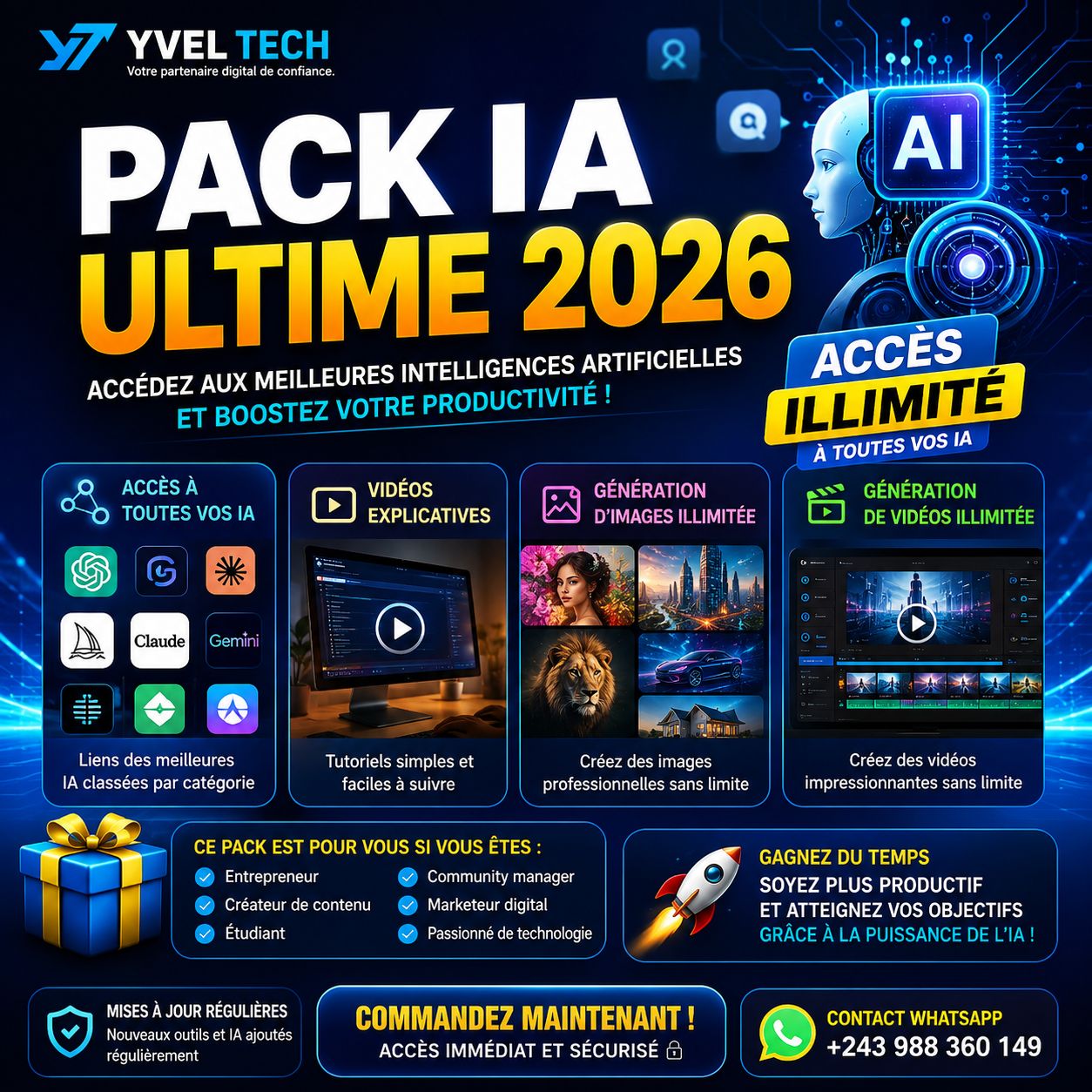 PACK IA ULTIME 2026 🤖💻 – Accédez aux Meilleures Intelligences Artificielles