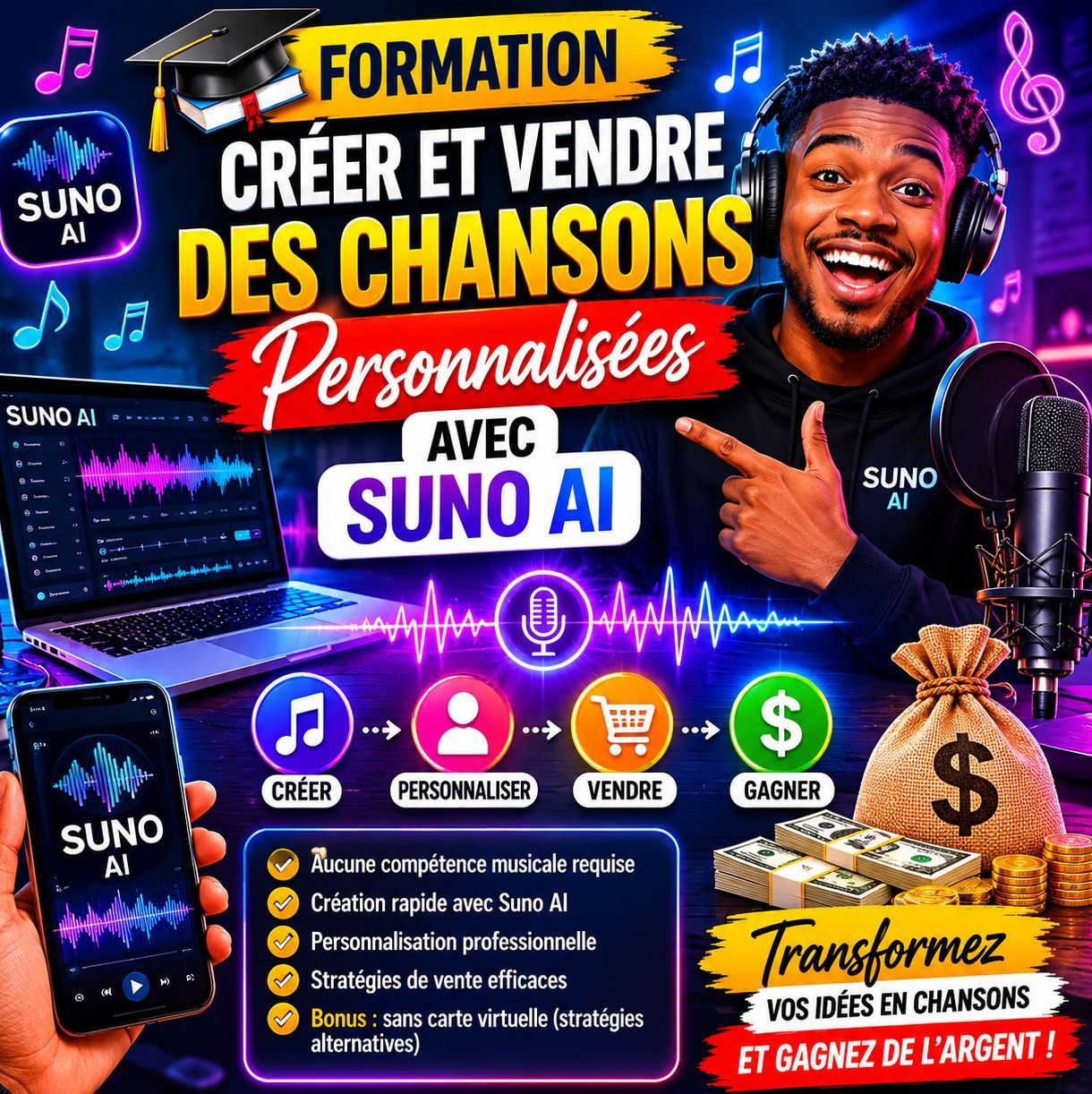 Créer et vendre des chansons personnalisées avec Suno AI
